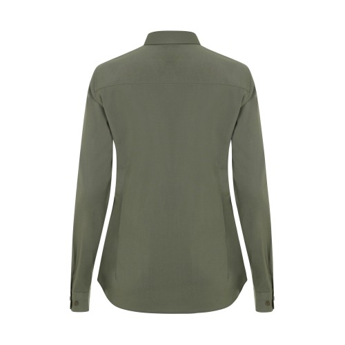 405019S.CAMISA STRETCH ML MUJER VERDE OLIVA CLARO XS