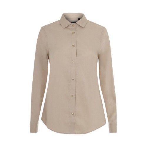 405019S.CAMISA STRETCH ML MUJER BEIGE CLARO XS