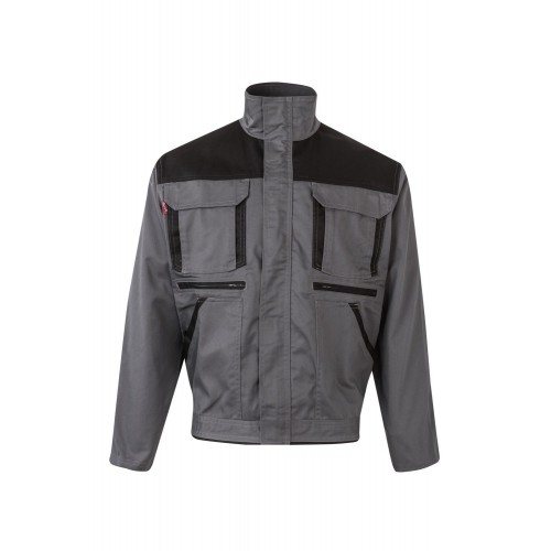 COBRE.CAZADORA BICOLOR GRIS/NEGRO 2XL