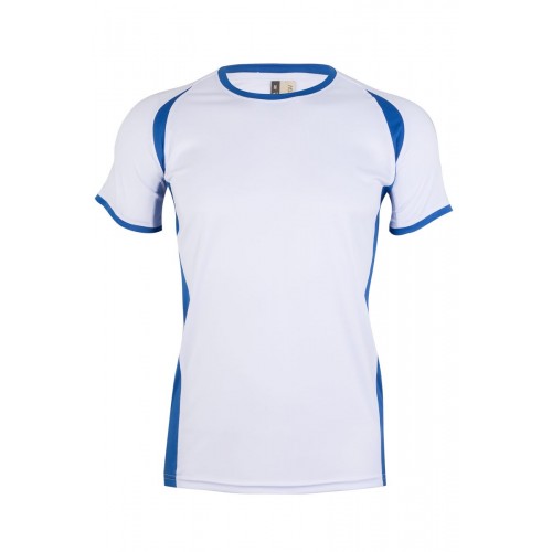 MK530V.CAMISETA TÉCNICA MC BICOLOR WHITE/ROYAL BLUE L