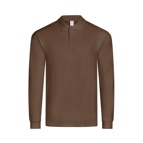 PL200UC.POLO UNISEX MANGA LARGA MOCHA S