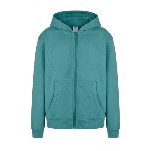 SF270K.SUDADERA CREM/CAPUCHA KIDS TEAL 3/4