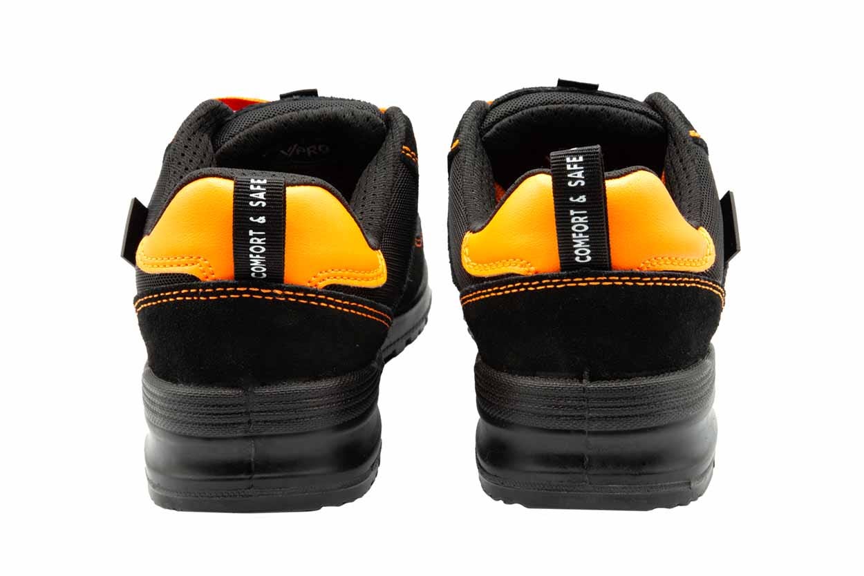 707004C.ZAPATO S1P ESD SRC METAL FREE NEGRO/NARANJA FLÚOR 35