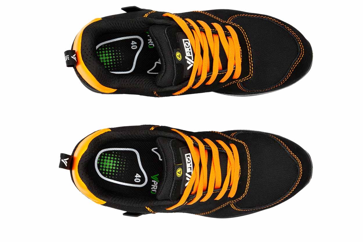 707004C.ZAPATO S1P ESD SRC METAL FREE NEGRO/NARANJA FLÚOR 35