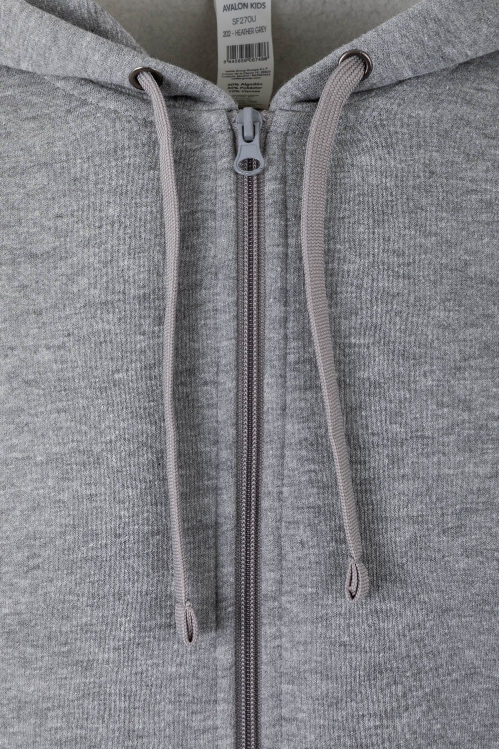 SF270U.SUDADERA CREMALLERA CAPUCHA HEATHER GREY 2XL