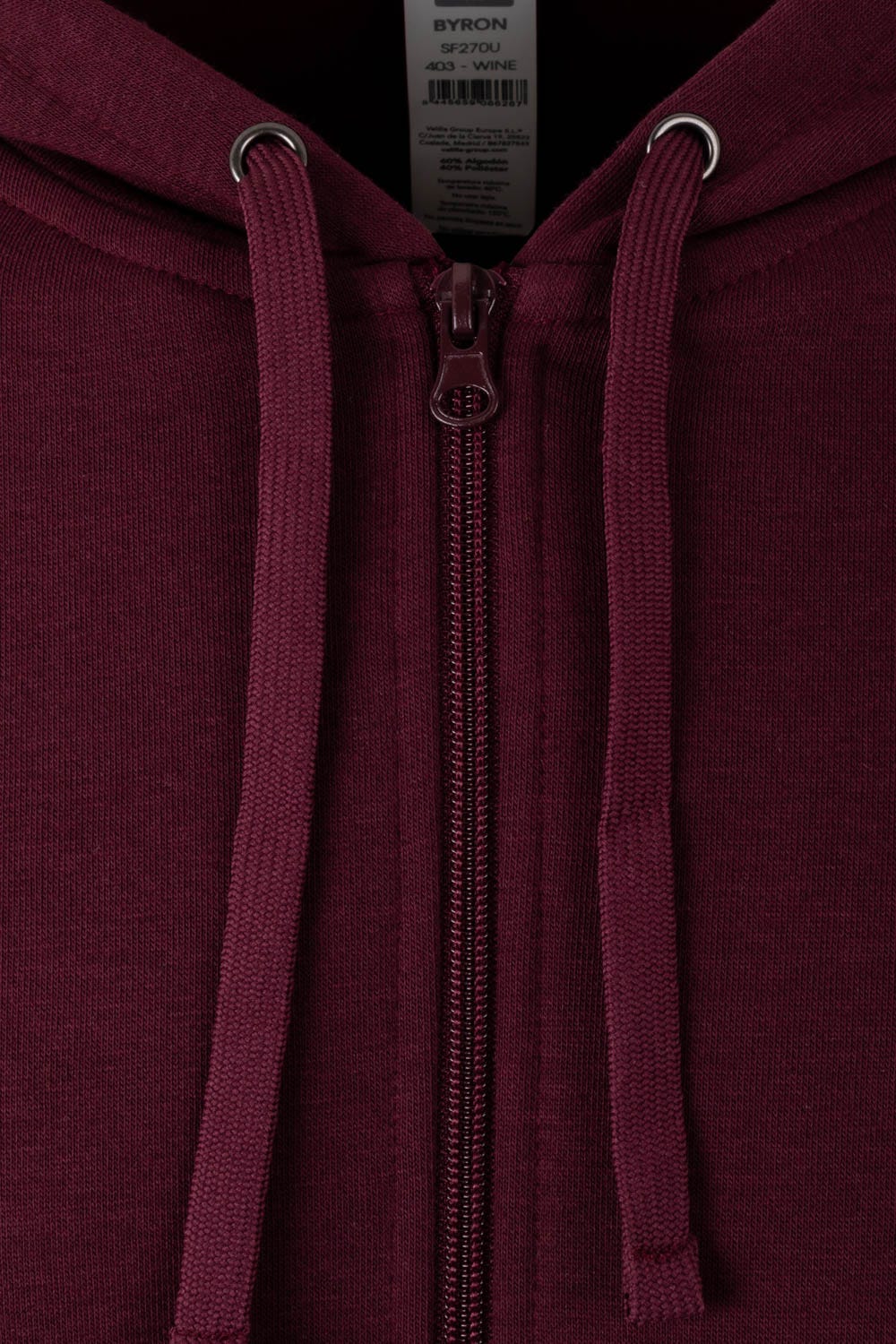 SF270U.SUDADERA CREMALLERA CAPUCHA WINE 2XL