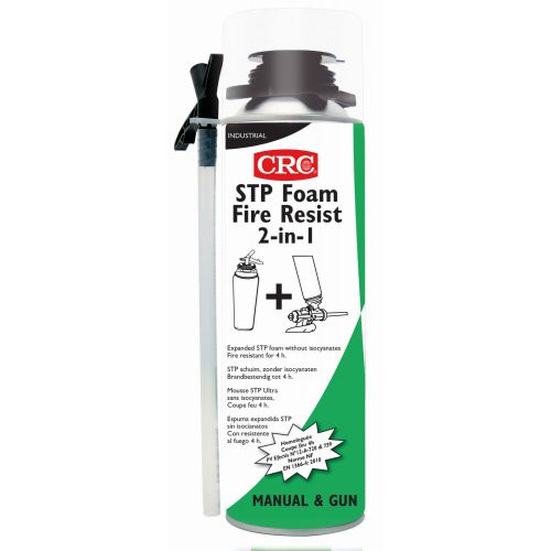 STP FOAM FIRE RESIST: Espuma de poliuretano no cancerígena monocomponente resistente al fuego. No contiene isocianatos. Aplicador doble uso manual y pistola