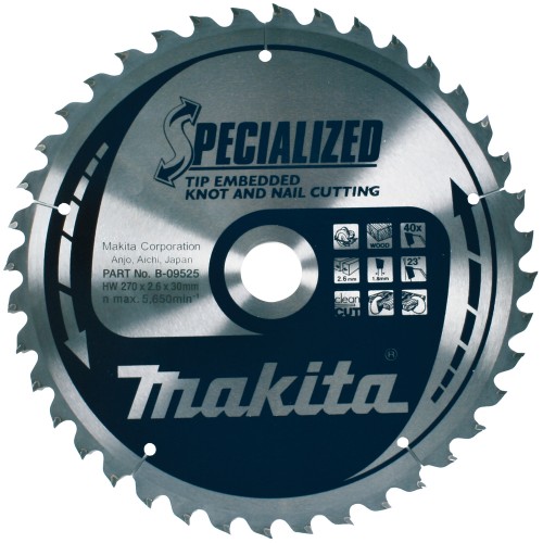 B-09525 Disco sierra circular , Specialized T.C.T, 270 x 30 mm, 40 D