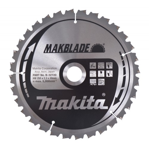 B-32720 Disco sierra circular , Makblade T.C.T, 255 x 30 mm, 32 D