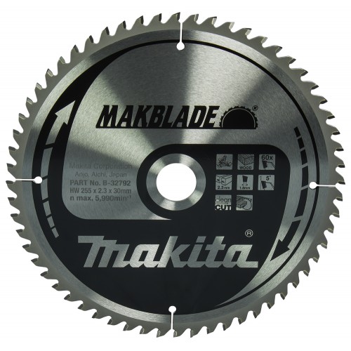 B-32792 Disco sierra circular , Makblade T.C.T, 255 x 30 mm, 60 D