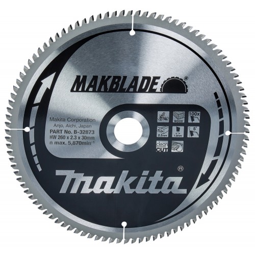 B-32873 Disco sierra circular , Makblade T.C.T, 260 x 30 mm, 100 D