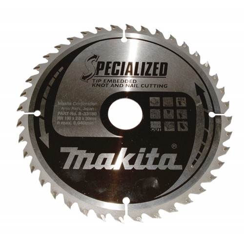 B-33180 Disco sierra circular , Specialized T.C.T, 190 x 30 mm, 40 D