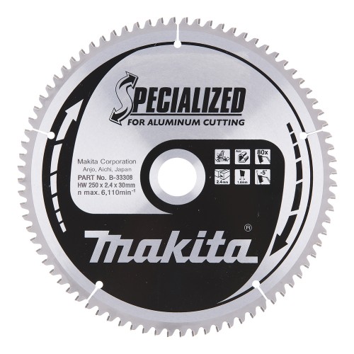 B-33308 Disco sierra circular , Specialized T.C.T, 250 x 30 mm, 80 D