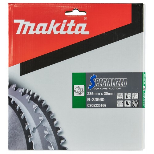 B-33560 Disco HM sierra circular,, Specialized T.C.T, 235 x 30 mm, 16 T