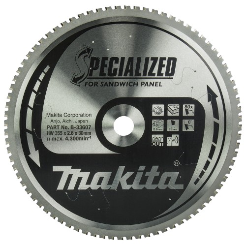 B-33607 Disco sierra circular , Specialized T.C.T, 355 x 30 mm, 80 D