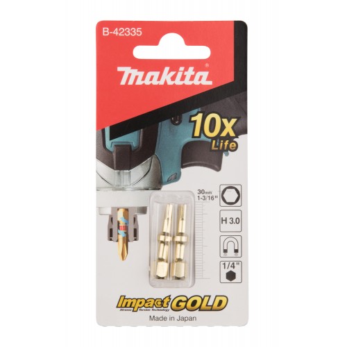 B-42335 Punta Impact Gold ShorTon, Hex 3,0, 30 mm, 2 pcs