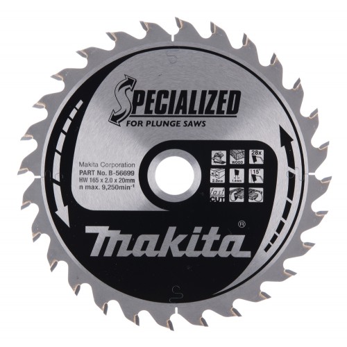 B-56699 Disco sierra circular , Specialized T.C.T, 165 x 20 mm, 28 D