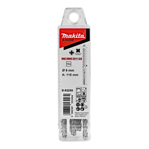 B-63258 Brocas para SDS-PLUS Némesis II 6x115 mm, 10 pcs