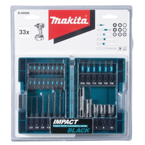 B-66896 Estuche de brocas y puntas Impact Black, 33 pcs