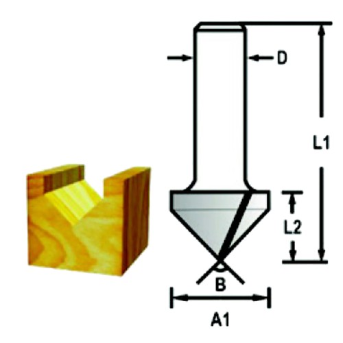 D-09391 Broca de ranura en V, 19 x 20 mm, 60°