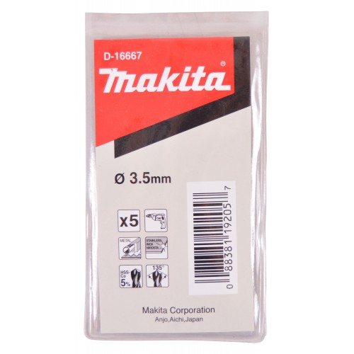 D-16667 Broca metal, HSS-Co, 3,5 x 39 / 70 mm, 5 pcs