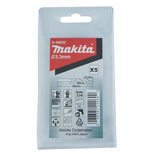 D-46632 Broca metal, HSS-Co, 3,3 x 36 / 65 mm, 5pcs
