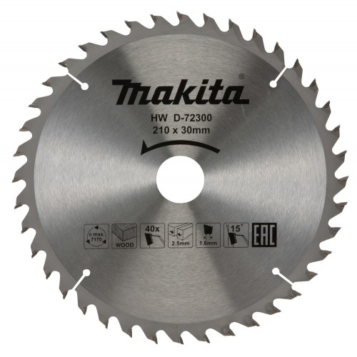 D-72300 Disco sierra circular , Standard T.C.T, 210 x 30 mm, 40 D