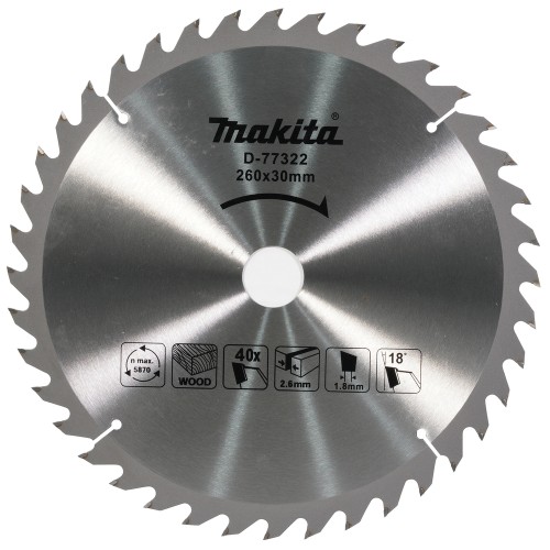 D-77322 Disco sierra circular 260 x 40D x 30 mm