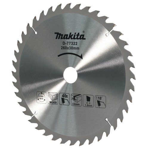 D-77322 Disco sierra circular 260 x 40D x 30 mm