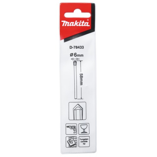 D-78433 Broca para vidrio y baldosas 6 x 58 mm