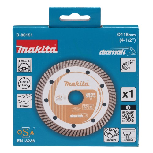D-80151 Disco de diamante 115 x 22,23 mm, Banda Turbo