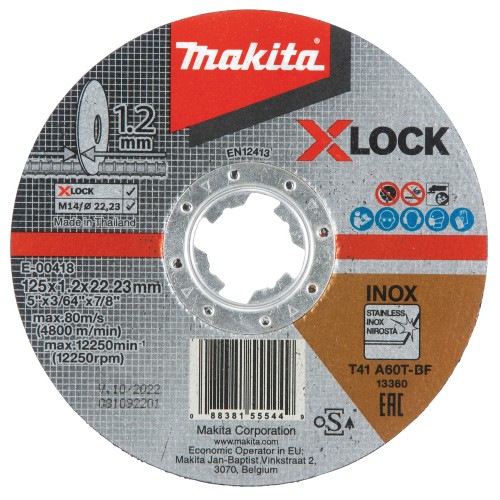 E-00418 Disco de corte X-Lock, 125 x 1,2 mm