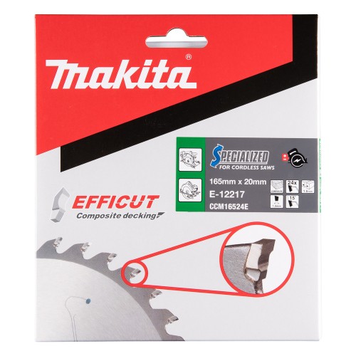 E-12217 Disco sierra circular , Efficut T.C.T, 165 x 20 mm, 24 D