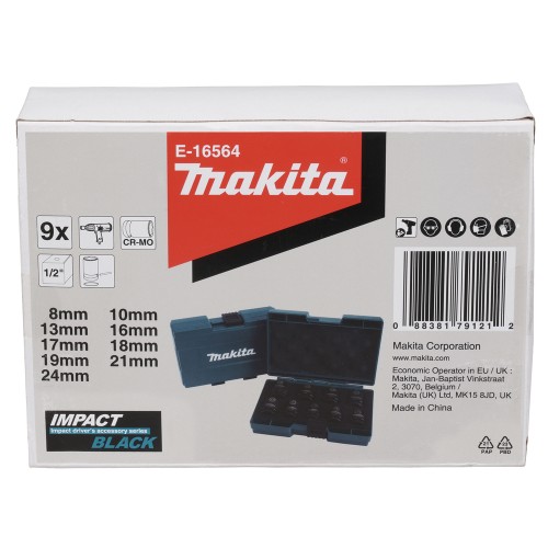 E-16564 Estuche de llaves de vaso Impact Black, 1/2