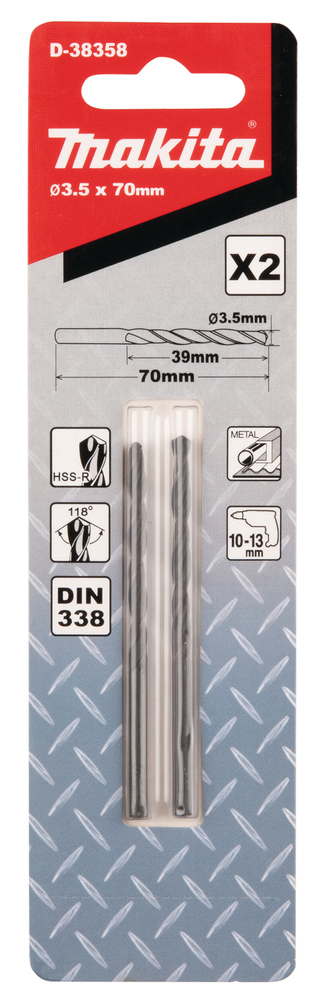 D-38358 Broca de metal HSS-R 3.50 x 70 mm
