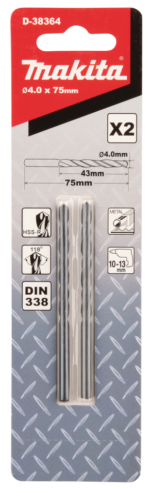 D-38364 Broca de metal HSS-R 4 x 75 mm