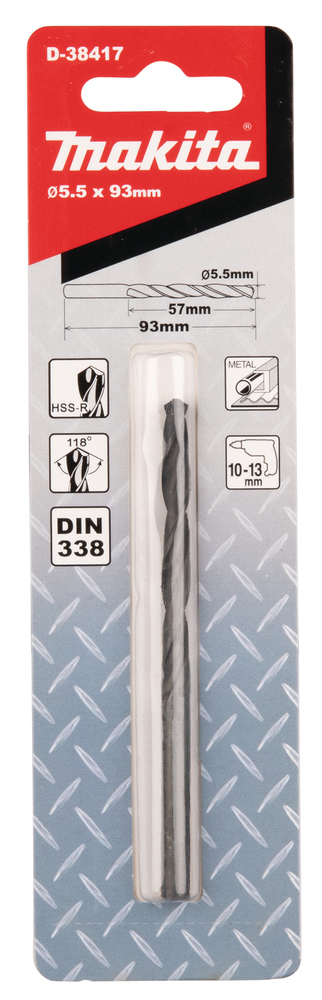 D-38417 Broca para metal, HSS-R, 5,5 x 57 / 93 mm, 1 ud.