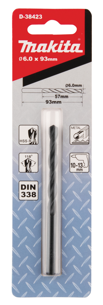 D-38423 Broca de metal HSS-R 6 x 93 mm
