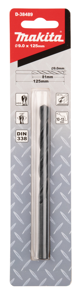 D-38489 Broca para metal, HSS-R, 9,0 x 81 / 125 mm, 1 ud.