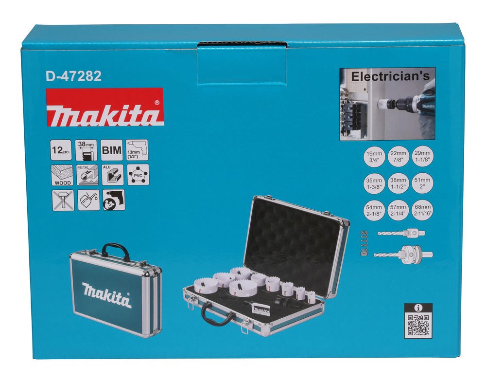 D-47282 Juego de sierras de corona de aluminio BiM para electricistas 12 piezas