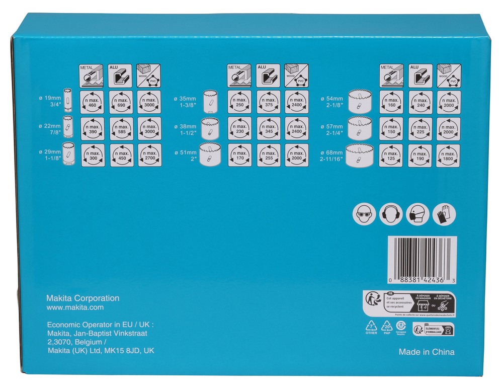 D-47282 Juego de sierras de corona de aluminio BiM para electricistas 12 piezas