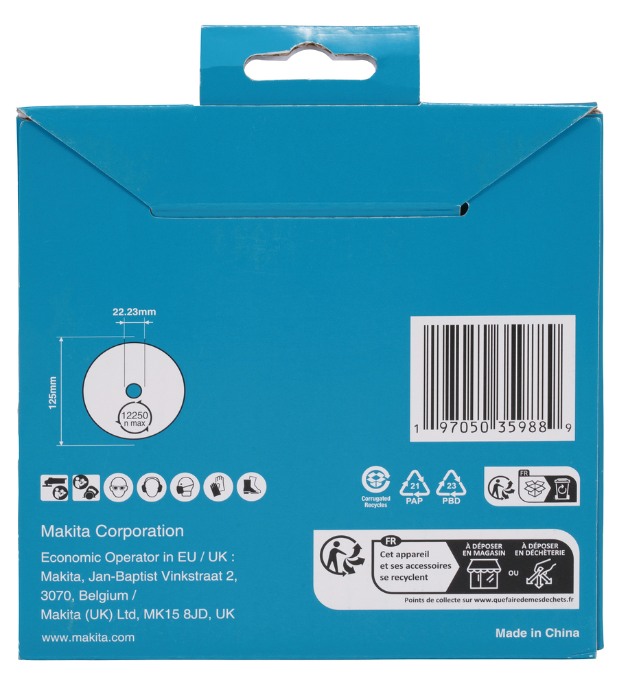 D-80226 Disco de diamante 125 x 22,23 mm, Banda continua