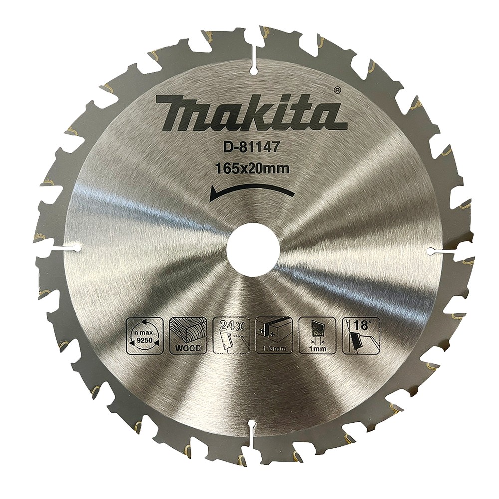 D-81147 Disco de sierra circular, T.C.T., 165 x 20 mm, 24 dientes