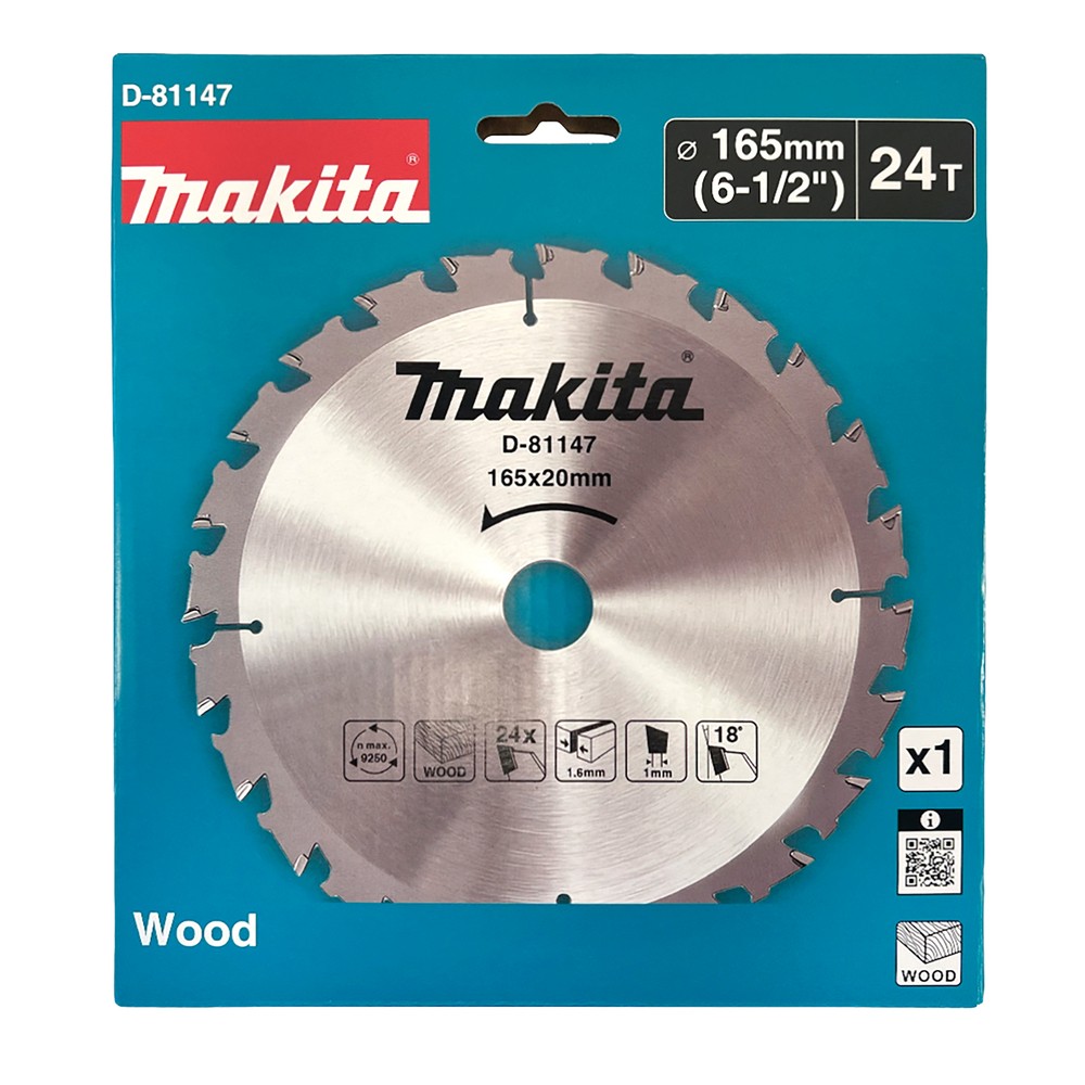 D-81147 Disco de sierra circular, T.C.T., 165 x 20 mm, 24 dientes