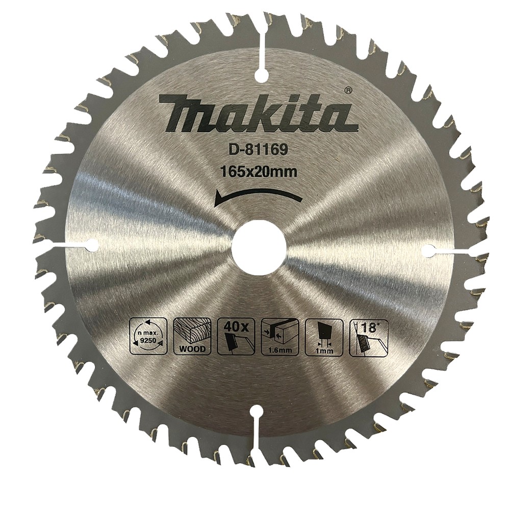 D-81169 Disco de sierra circular, T.C.T., 165 x 20 mm, 40 dientes