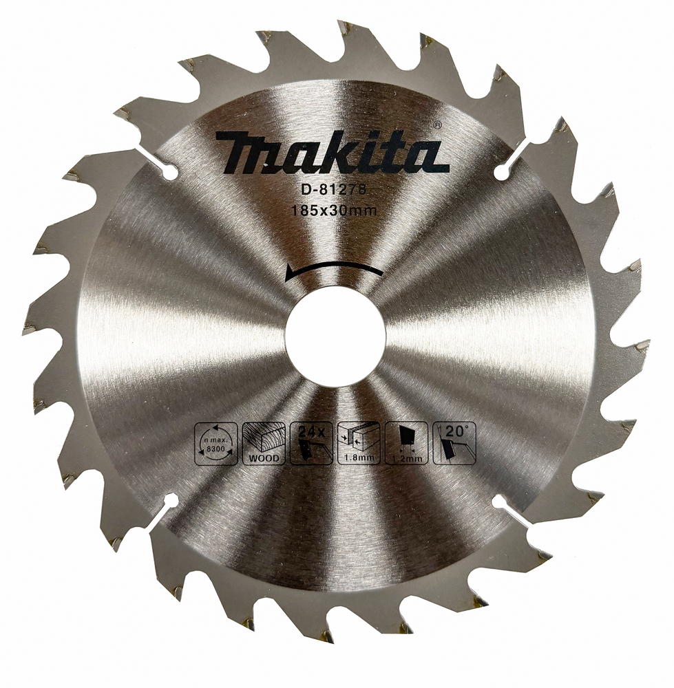 D-81278 Disco de sierra circular T.C.T., 185 x 30 mm, 24 dientes