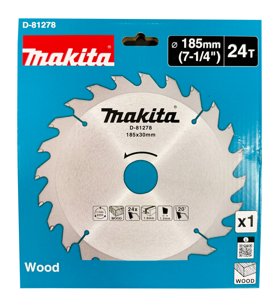 D-81278 Disco de sierra circular T.C.T., 185 x 30 mm, 24 dientes