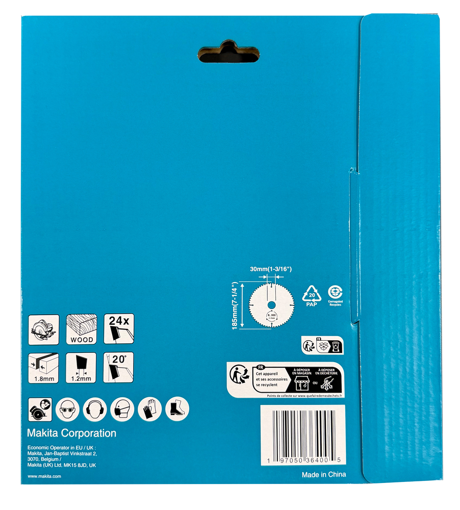 D-81278 Disco de sierra circular T.C.T., 185 x 30 mm, 24 dientes