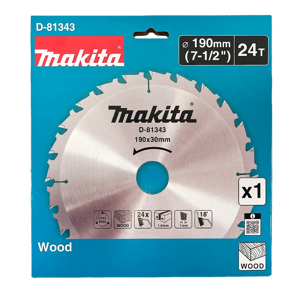D-81343 Disco de sierra circular, T.C.T., 190 x 30 mm, 24 dientes