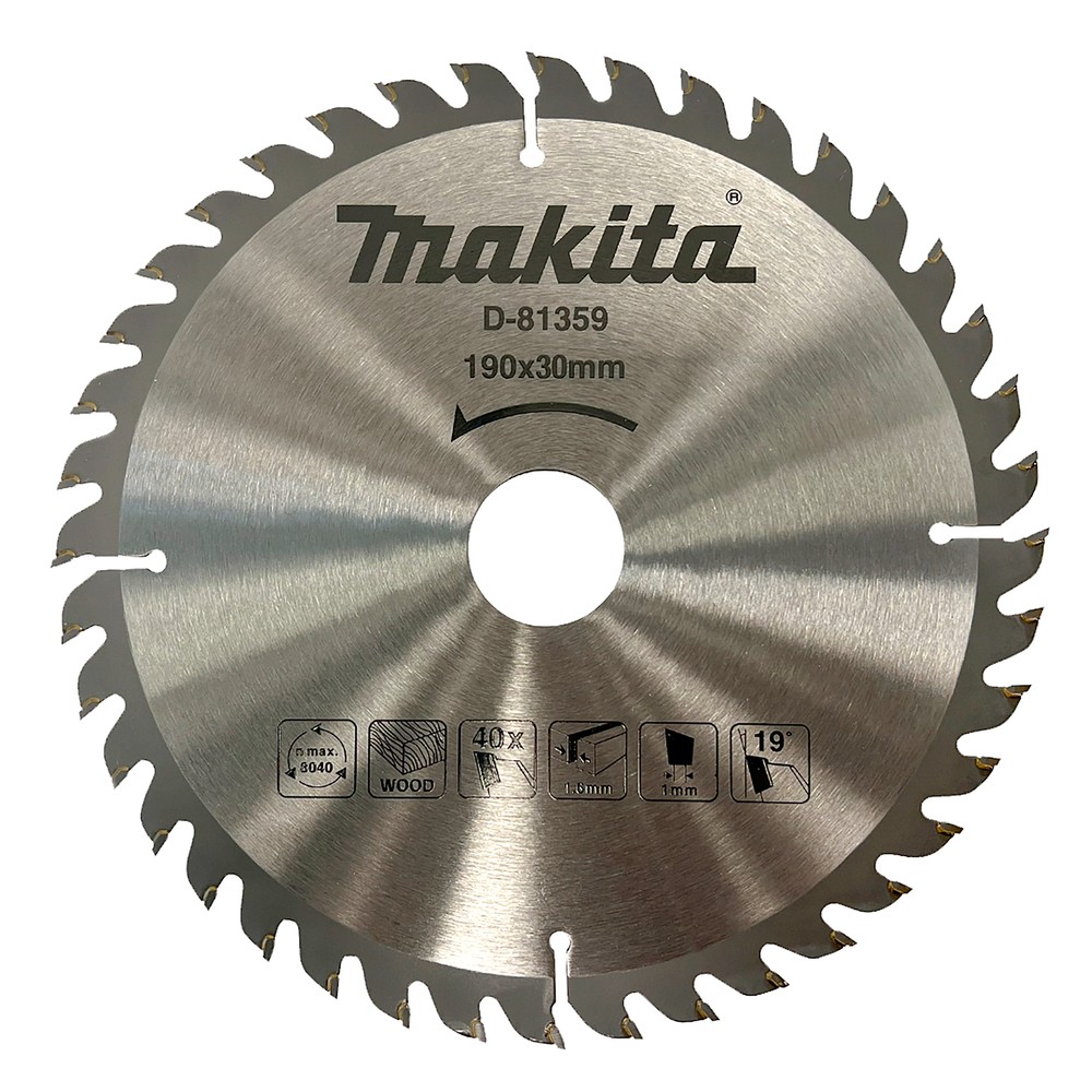 D-81359 Disco de sierra circular, T.C.T., 190 x 30 mm, 40 dientes